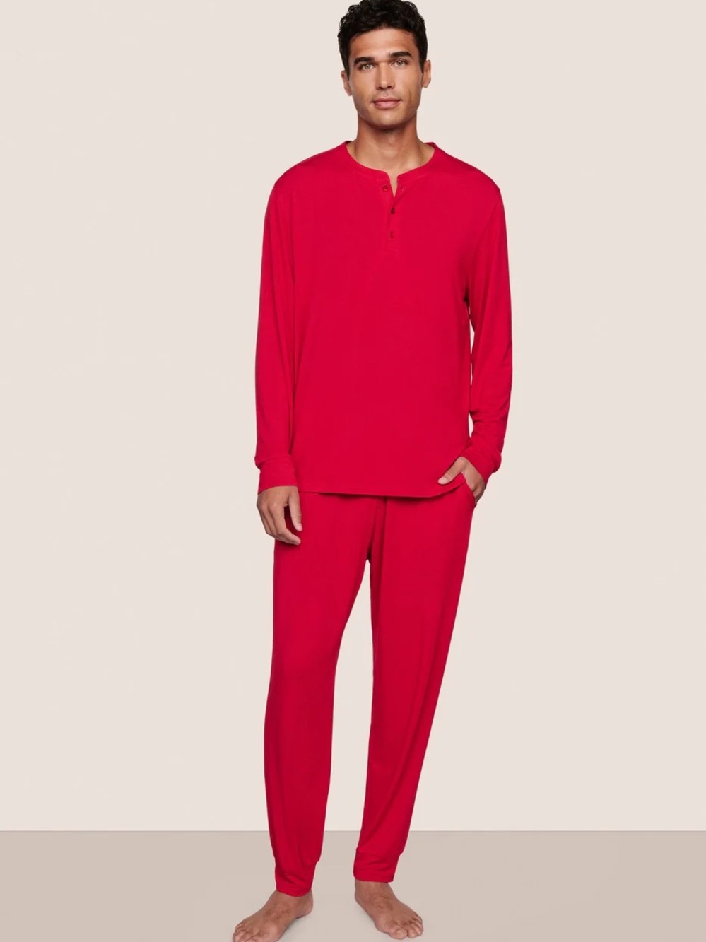 Eberjey men’s Red Henley Loungewear Set size Small